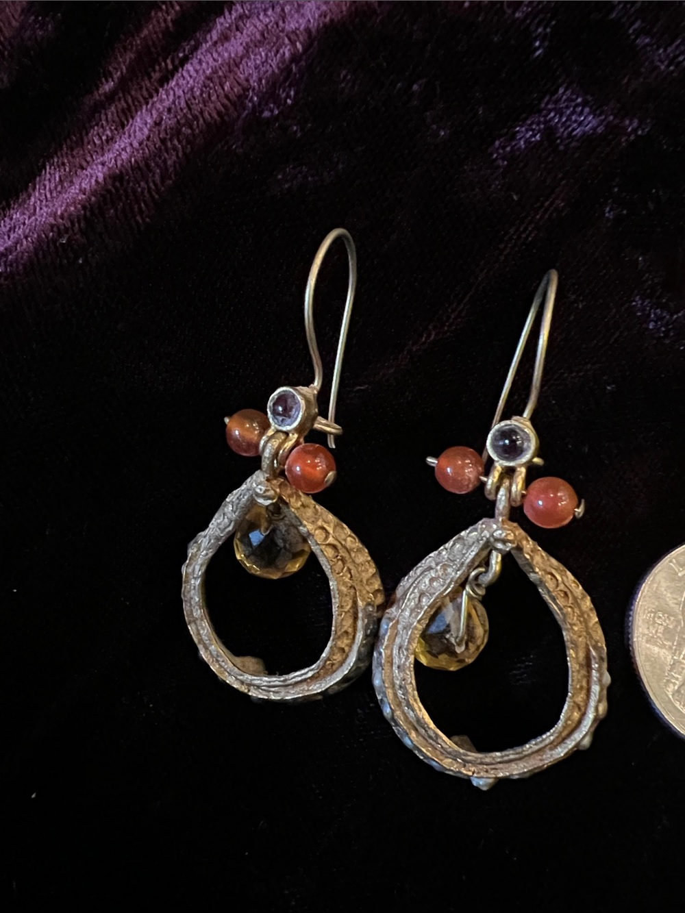 Turkish earrings with semiprecious stones and crystals